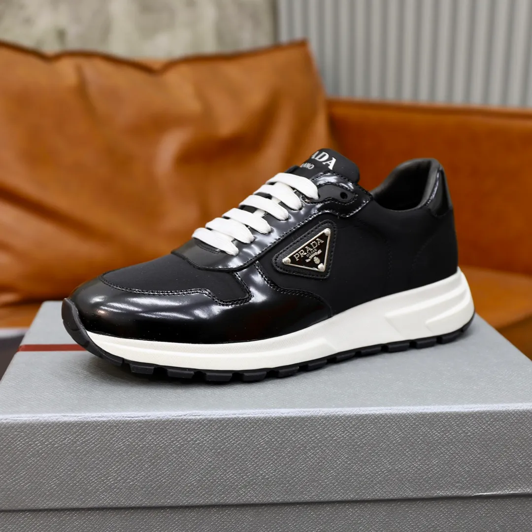Men's shoes 💰600💰🙅‍♂️🙅‍♂️🙅‍♂️ [PRADA] Prada - High-end quality original order - Upper: Nappa calfskin, tumbled calfskin spliced stretch cloth surface, tongue high frequency brand logo - Lining: water-dyed cowhide - Outsole: ultra-light TPU foam rubber; two-color molded outsole -Ultra-high quality control and fine workmanship: outstanding (high-end, extravagance, grade) -Size: 38-44 (45 can be customized)